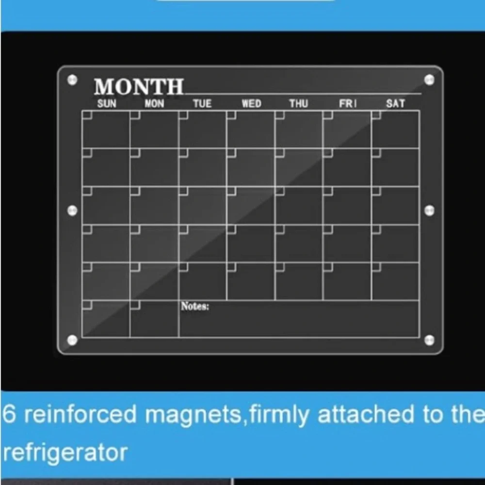 NEW! 2- Pack Dry Erase Acrylic Magnetic Fridge Calendars Monthly Weekly Reusable